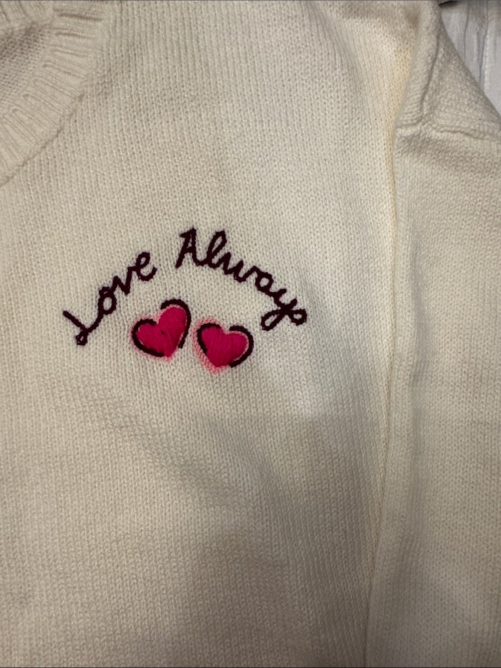 Lilly Pulitzer Cream Crewneck Sweater with Pink Heart Embroidery - Picture 4 of 4